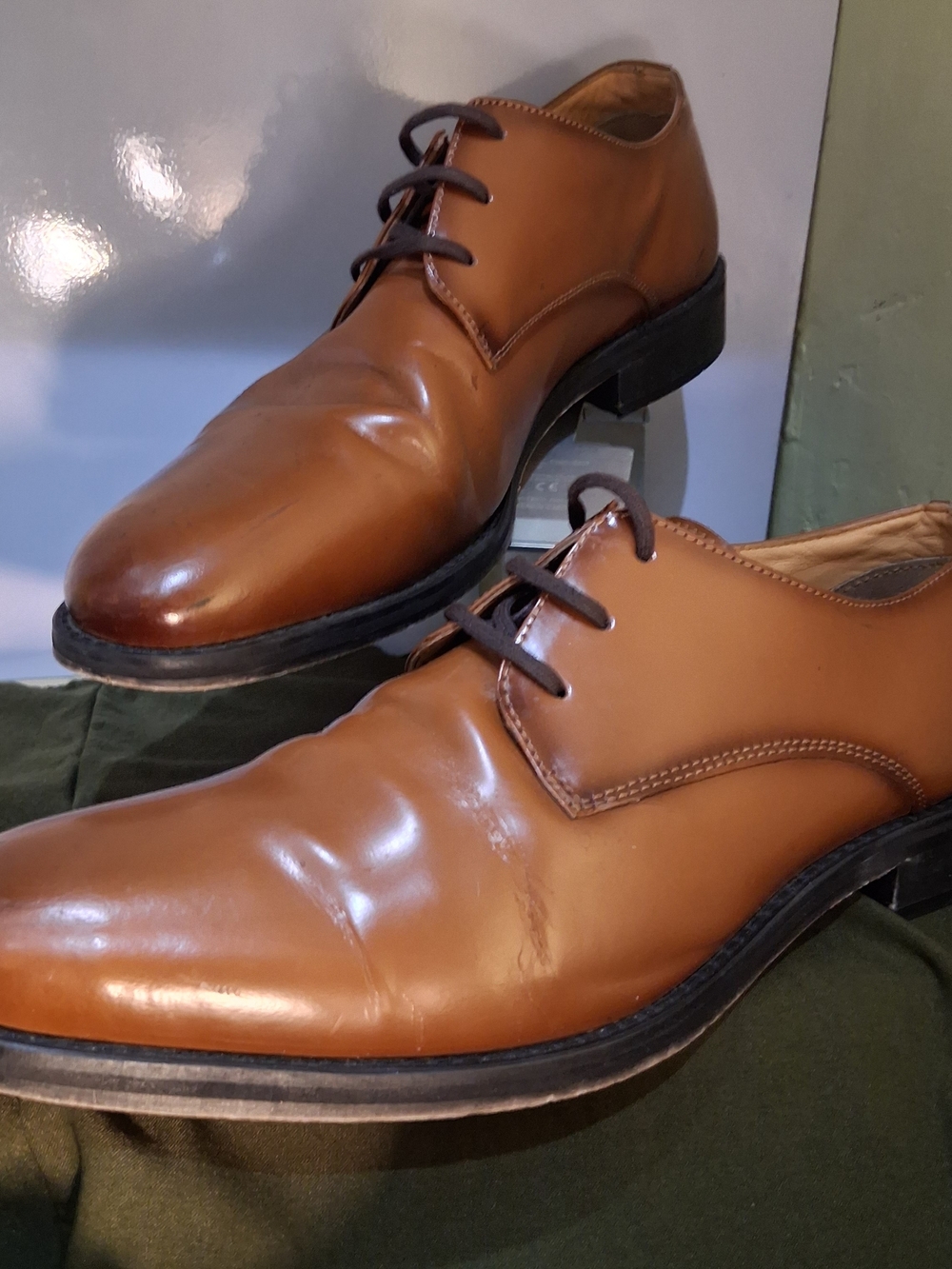 Express Men's Brown Leather Derby Shoes — Classic Lace-Up